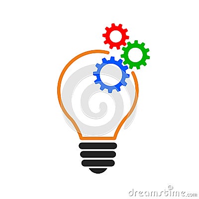 Bulb with gears icon, idea concept, innovations â€“ vector Vector Illustration